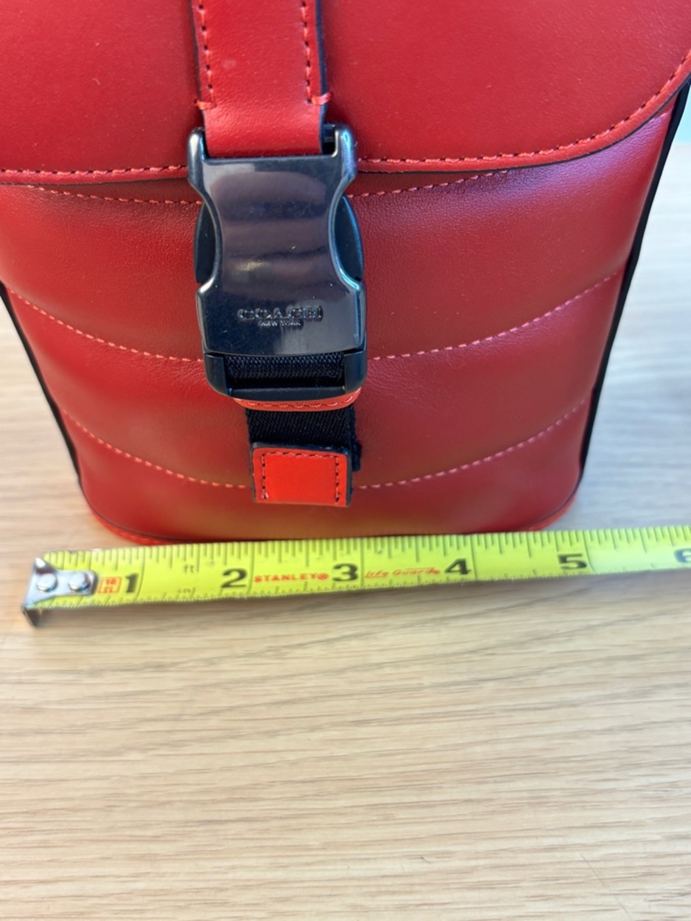Coach Red/Black Track Small Flap Crossbody with Quilting Unisex Like New! - Picture 15 of 15